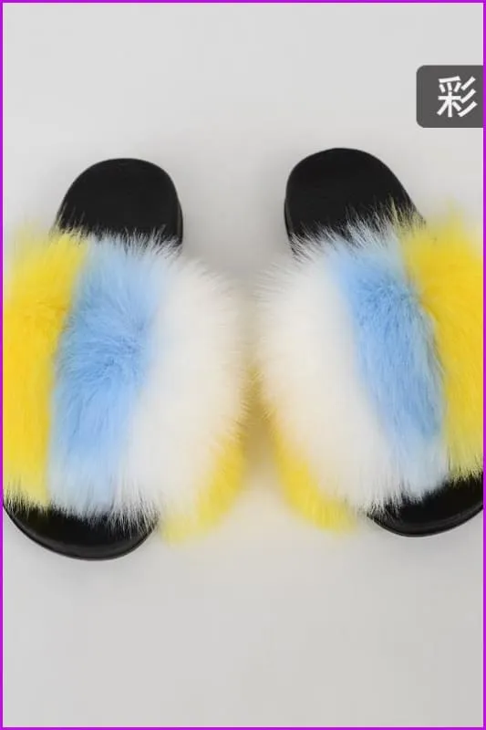 {5-7 days wait for make} New Color Faux Fox Fur Slides F601