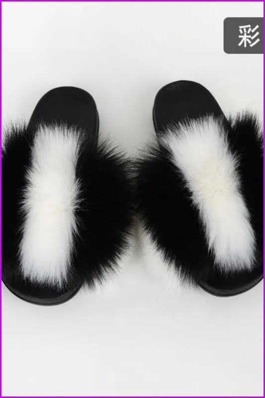 {5-7 days wait for make} New Color Faux Fox Fur Slides F601