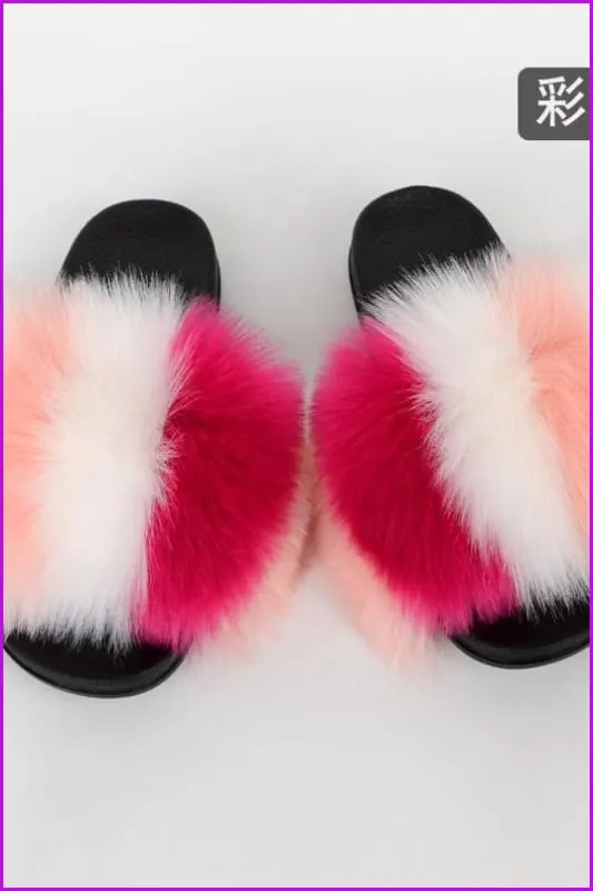 {5-7 days wait for make} New Color Faux Fox Fur Slides F601