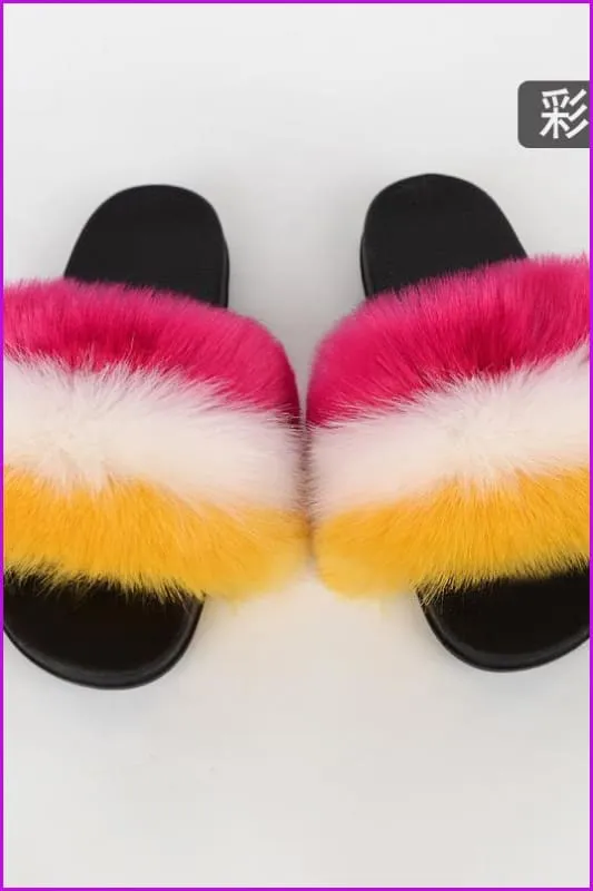 {5-7 days wait for make} New Color Faux Fox Fur Slides F601