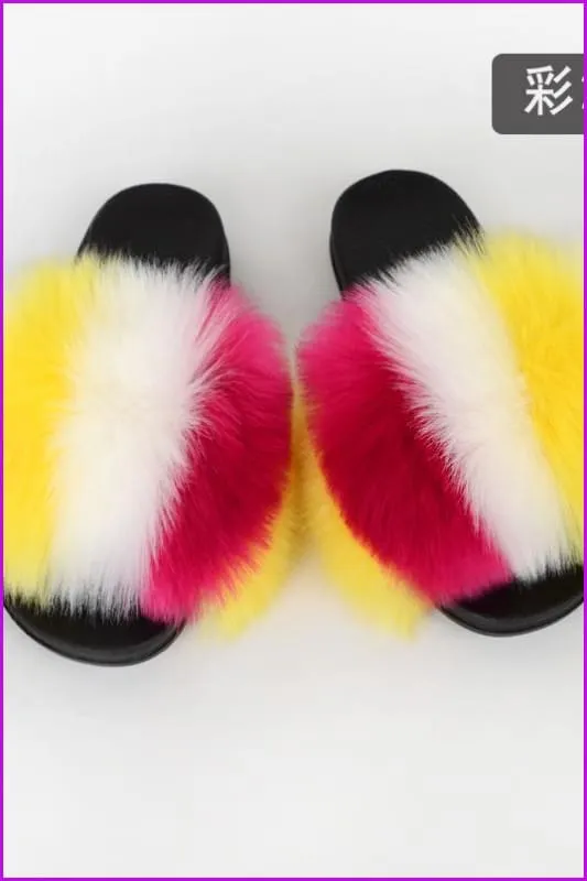 {5-7 days wait for make} New Color Faux Fox Fur Slides F601