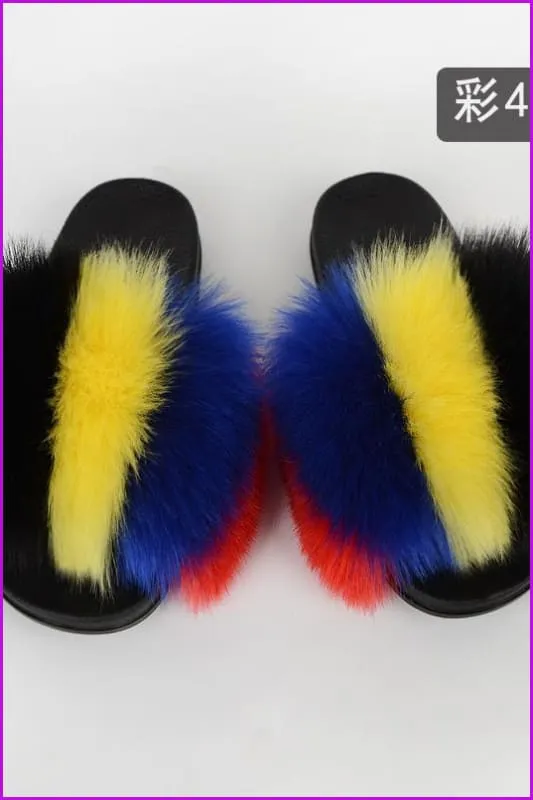 {5-7 days wait for make} New Color Faux Fox Fur Slides F601