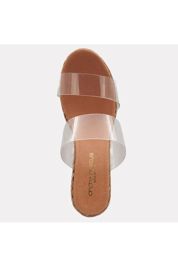 André Assous Anfisa Clear Vinyl Double Band Slide Wedge Espadrilles ANFI-AA1 | Clear