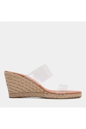 André Assous Anfisa Clear Vinyl Double Band Slide Wedge Espadrilles ANFI-AA1 | Clear