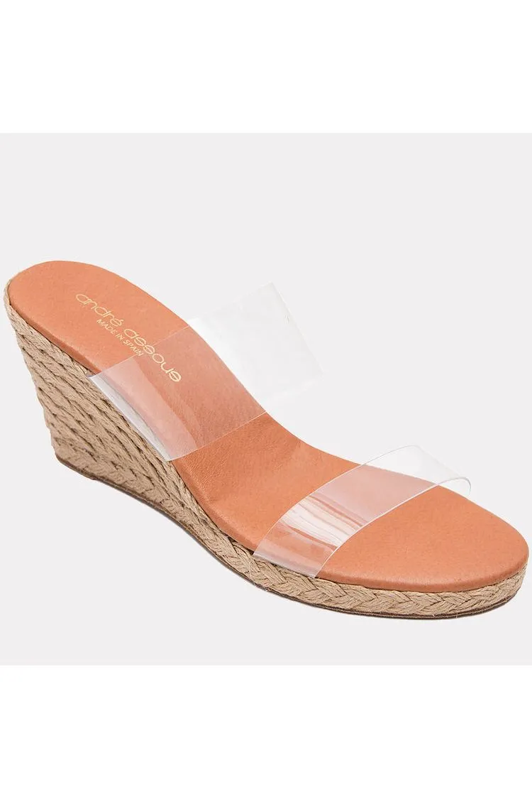 André Assous Anfisa Clear Vinyl Double Band Slide Wedge Espadrilles ANFI-AA1 | Clear