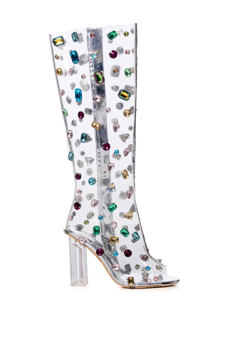 AZALEA WANG HEIDI EMBELLISHED PVC BOOT IN MULTI