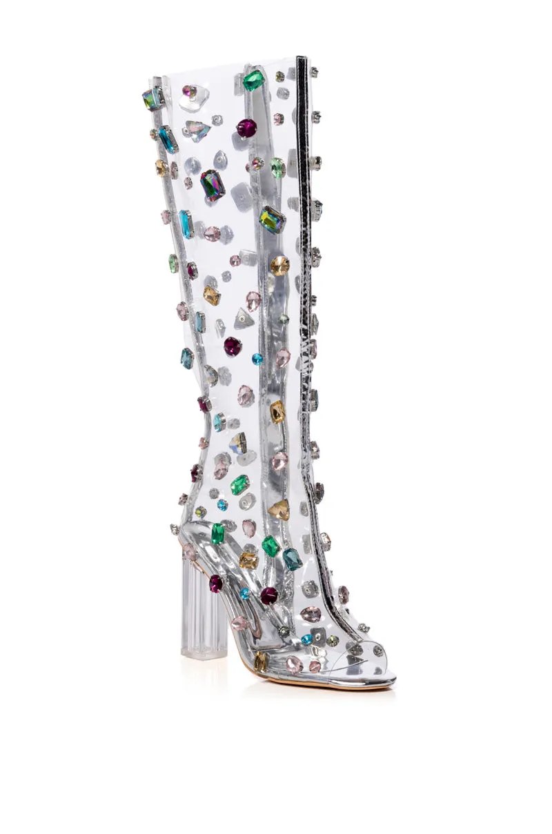 AZALEA WANG HEIDI EMBELLISHED PVC BOOT IN MULTI