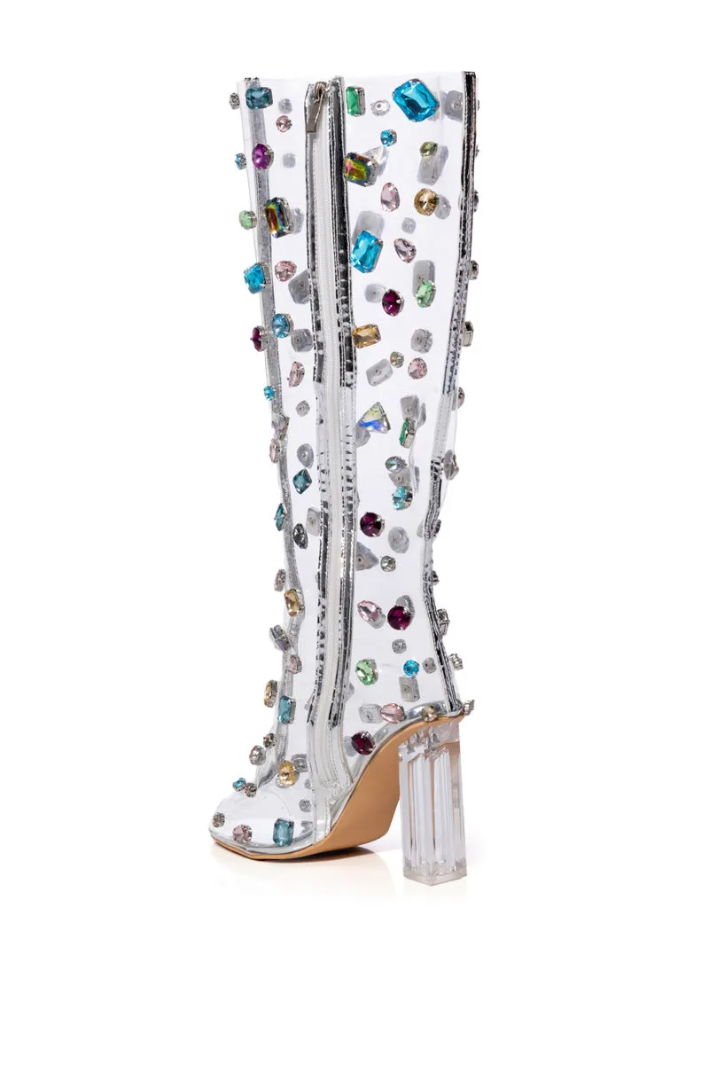 AZALEA WANG HEIDI EMBELLISHED PVC BOOT IN MULTI