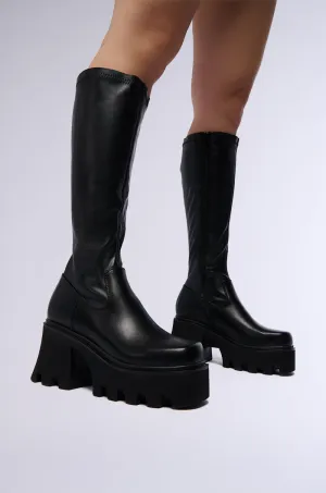 AZALEA WANG MARWA BLACK CHUNKY STRETCH BOOT