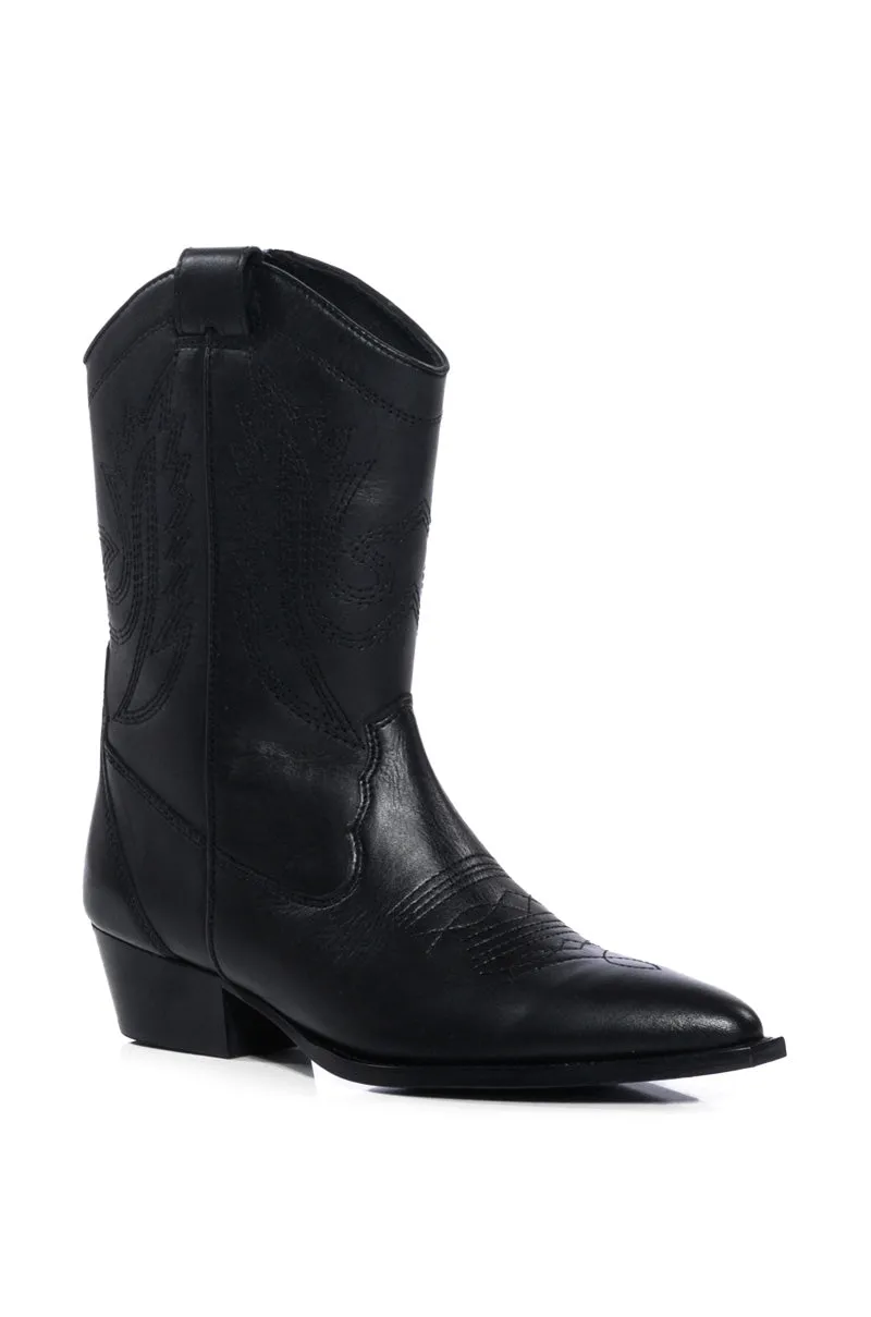 AZALEA WANG MOCO BLACK WESTERN BOOT