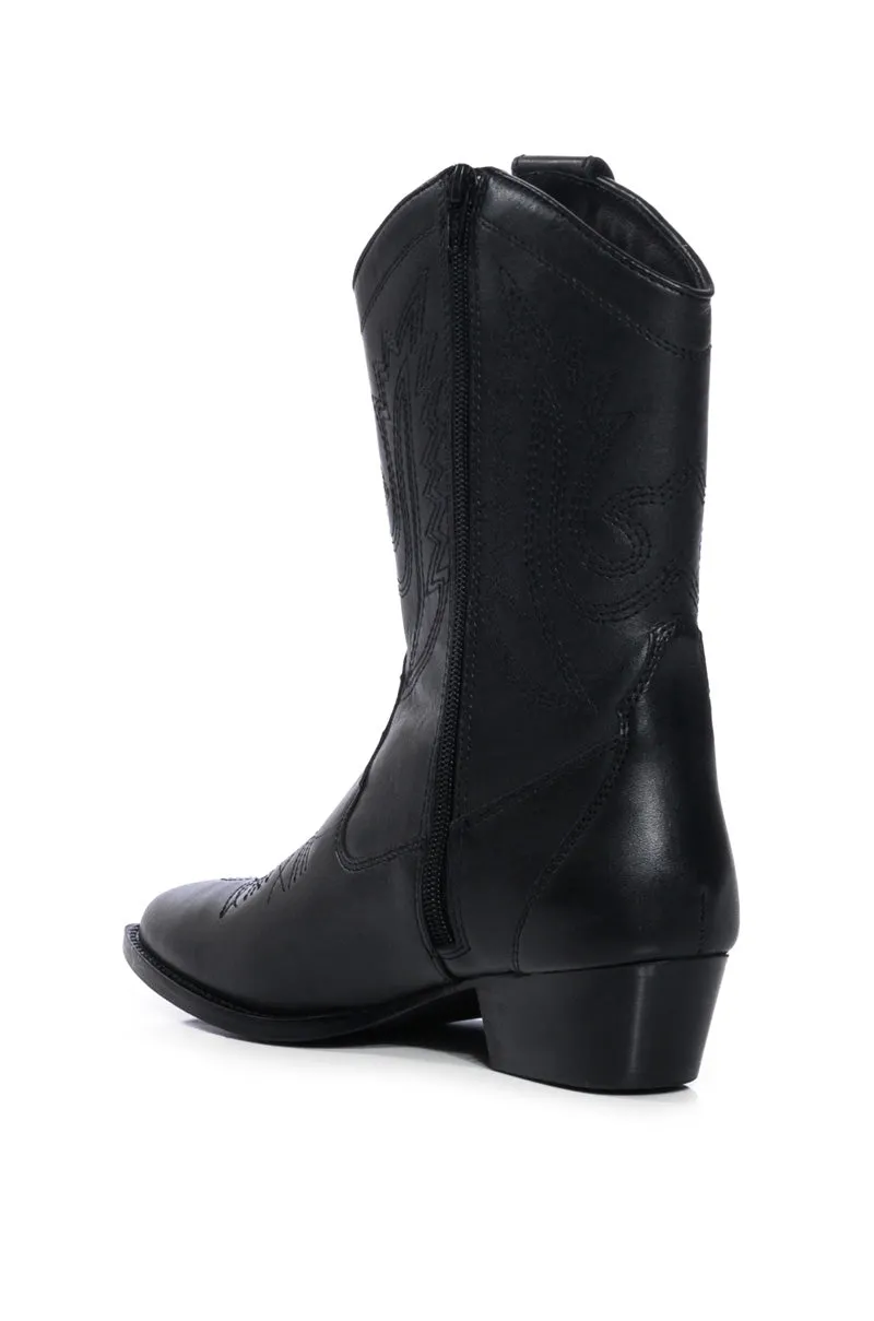 AZALEA WANG MOCO BLACK WESTERN BOOT