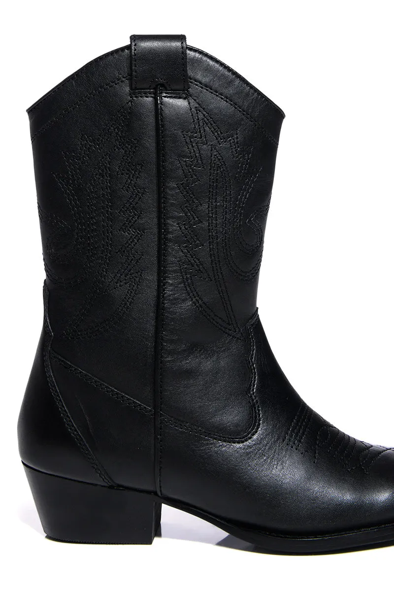 AZALEA WANG MOCO BLACK WESTERN BOOT