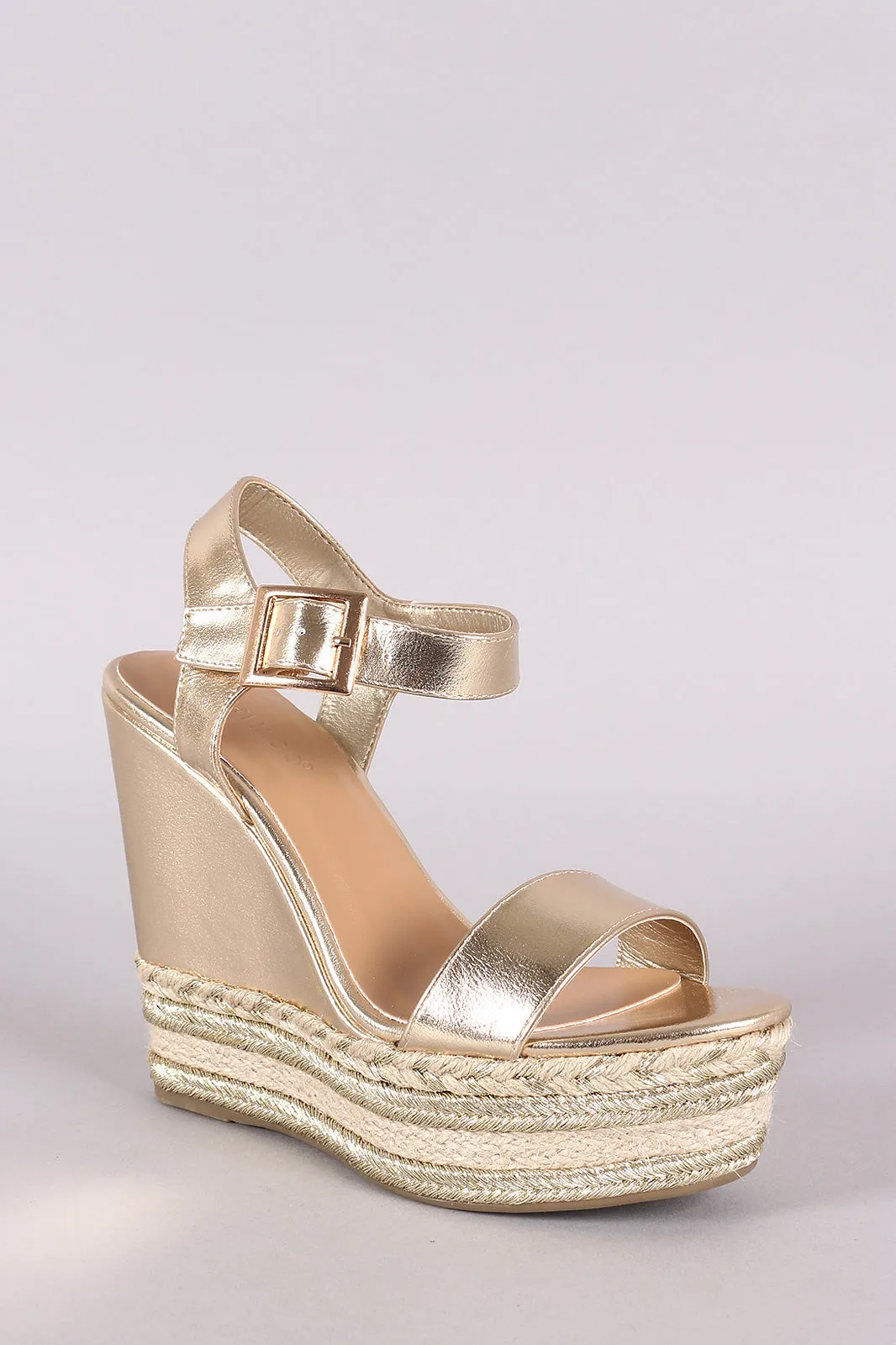 Bamboo Metallic Espadrille Platform Wedge