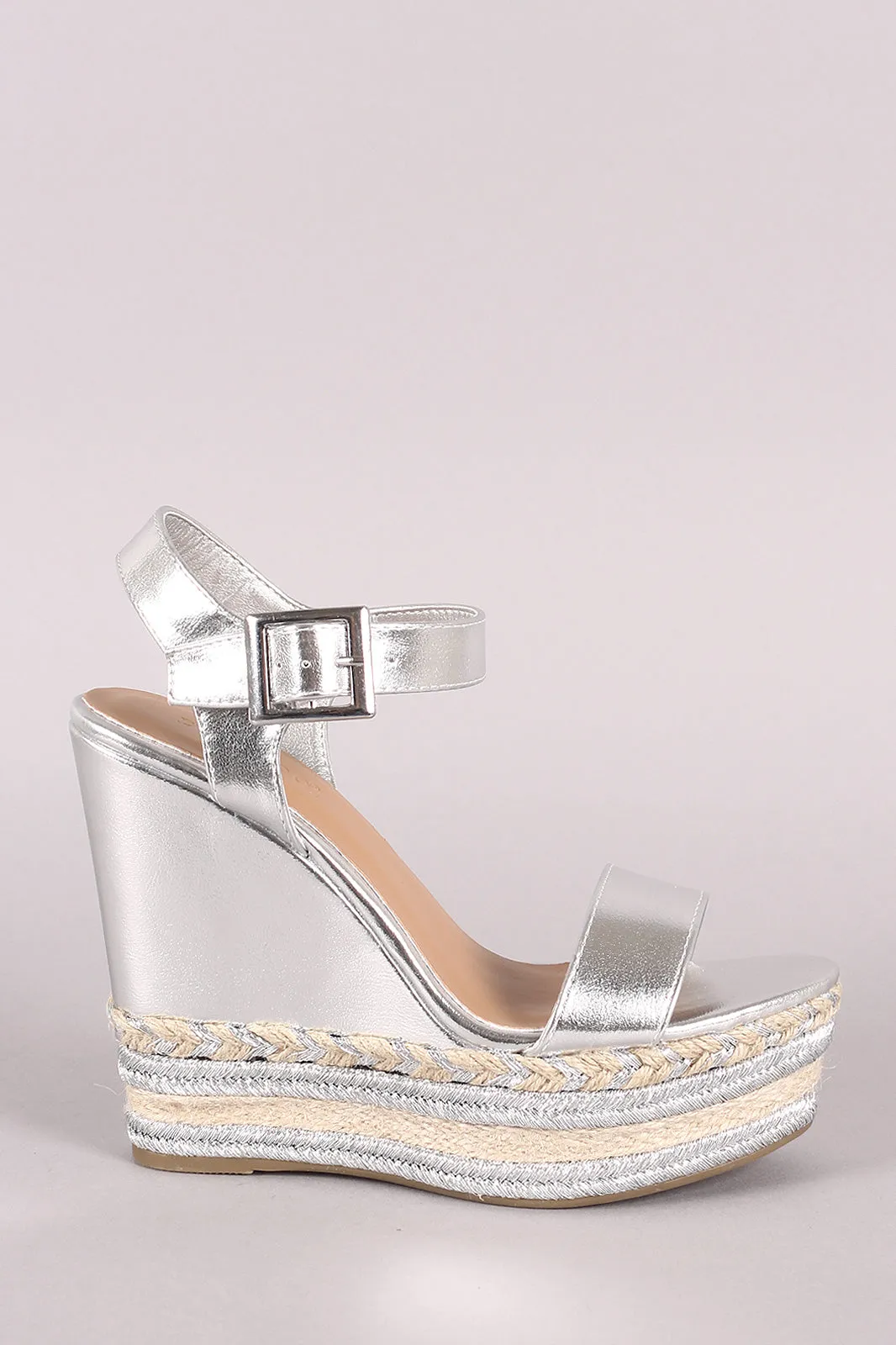 Bamboo Metallic Espadrille Platform Wedge