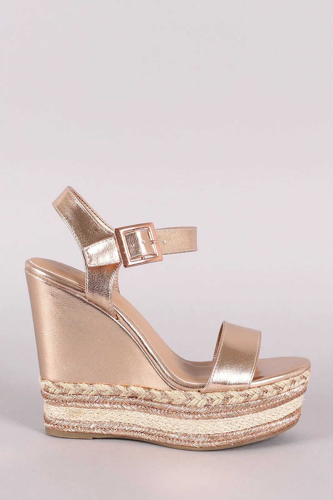 Bamboo Metallic Espadrille Platform Wedge