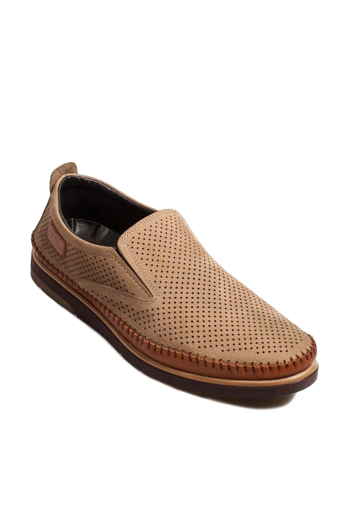 Beige Perforated Suede Loafers Wessi