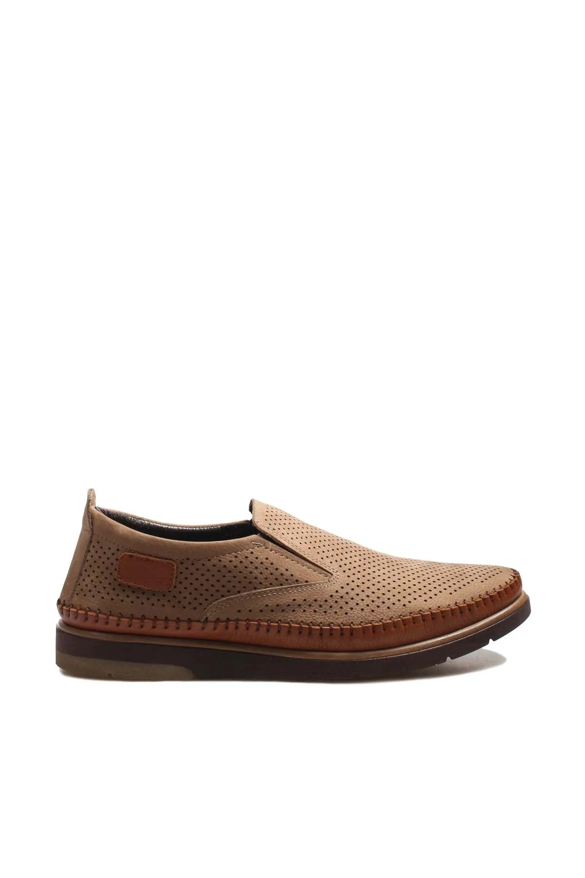 Beige Perforated Suede Loafers Wessi