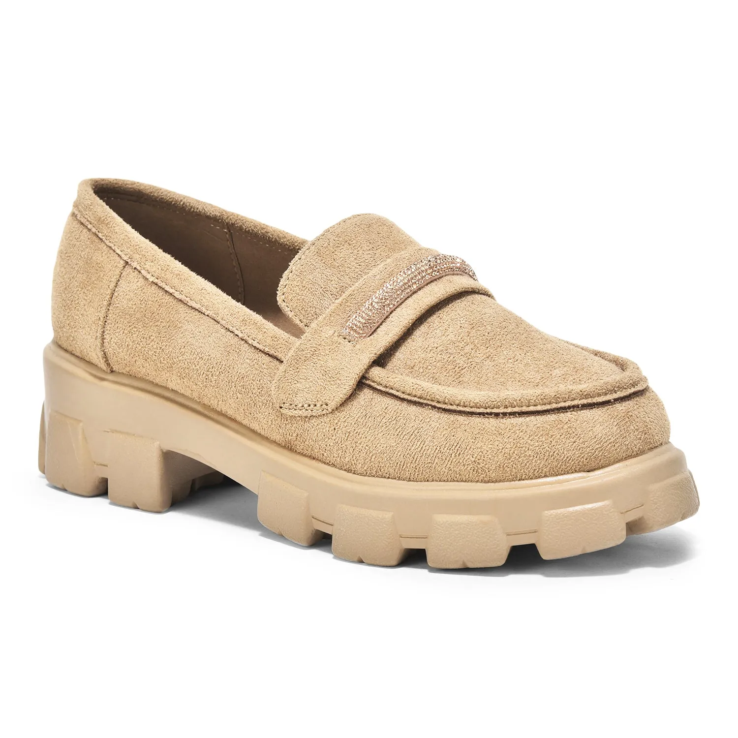 Beige Slip-on Suede Rhine Strap Loafer