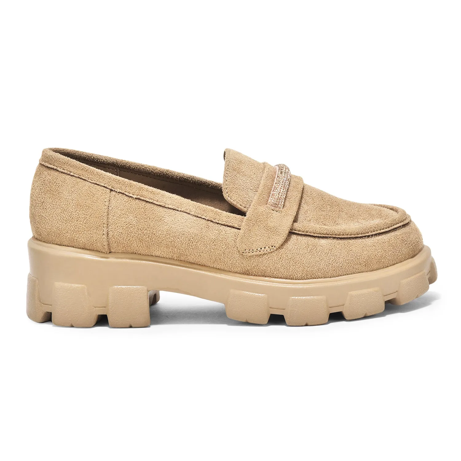 Beige Slip-on Suede Rhine Strap Loafer