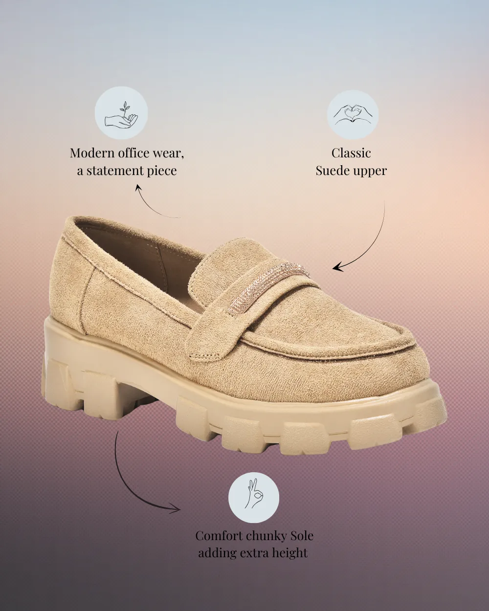 Beige Slip-on Suede Rhine Strap Loafer