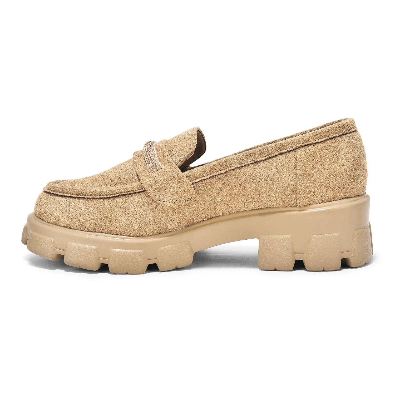 Beige Slip-on Suede Rhine Strap Loafer