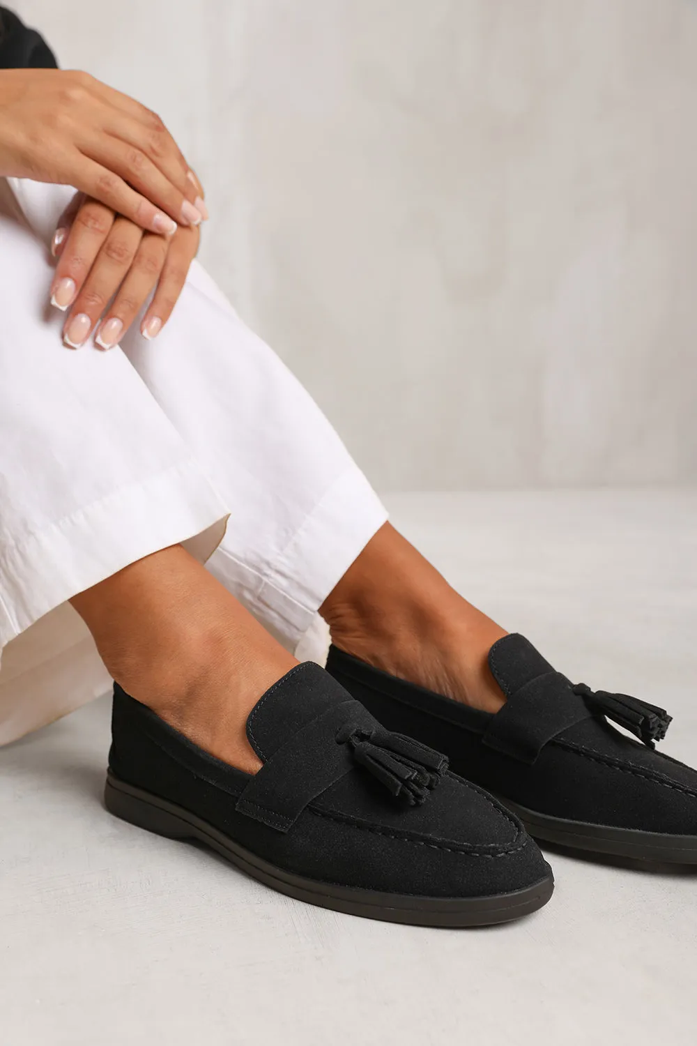 Black Suede Tassel Loafer