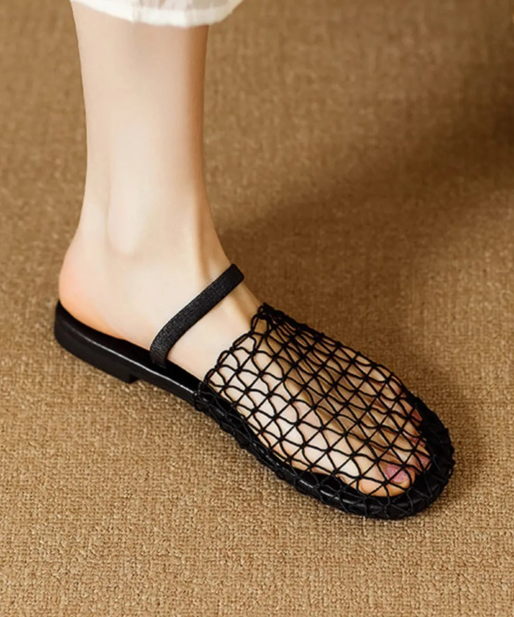 Breathable Mesh Hollow Out Fashion Black Slide Sandals AG1017