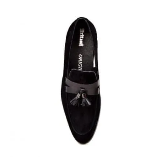 British Walkers Space Men's Black Suede and Leather Sophisticated Crepe Sole Loafers