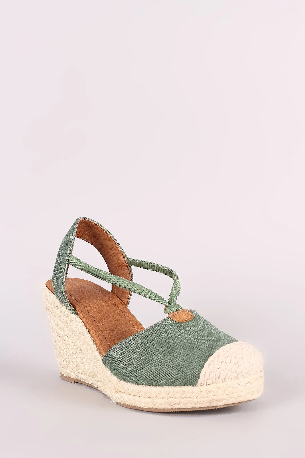 City Classified Canvas Round Toe Espadrille Platform Wedge