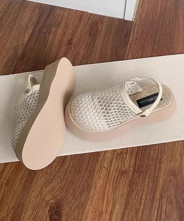 Comfy Platform Beige Breathable Mesh Slide Sandals AP1049