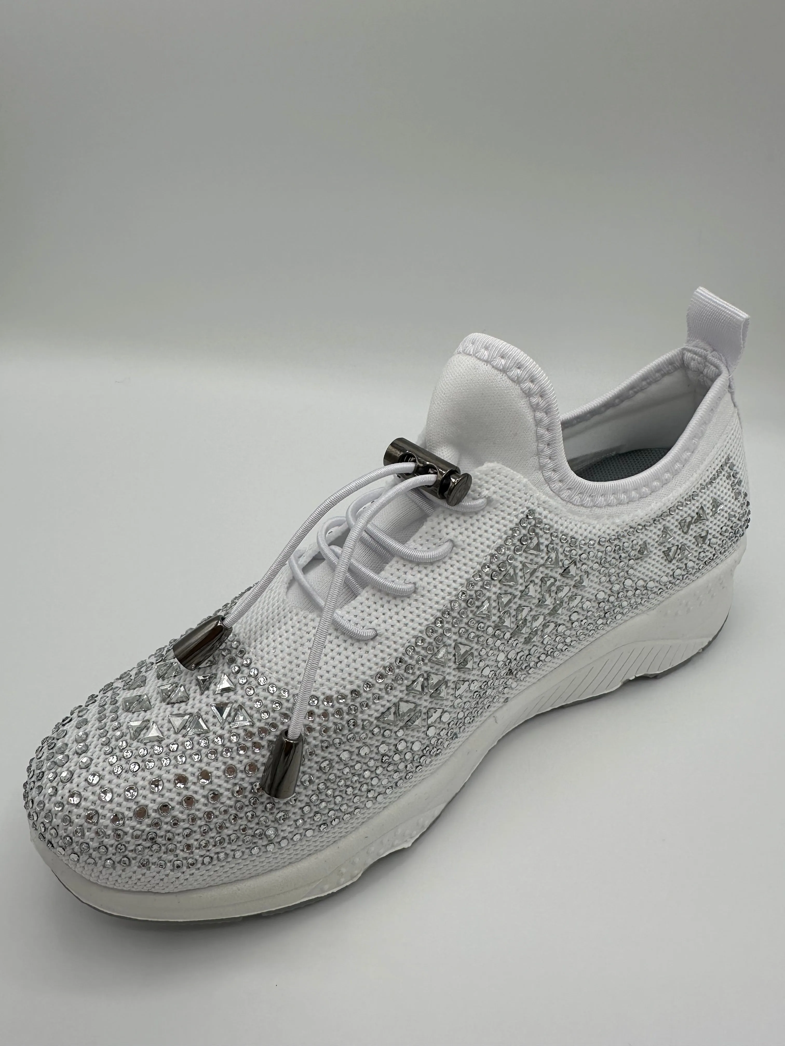 Crystal-Embellished Lace-Up Gym Shoes