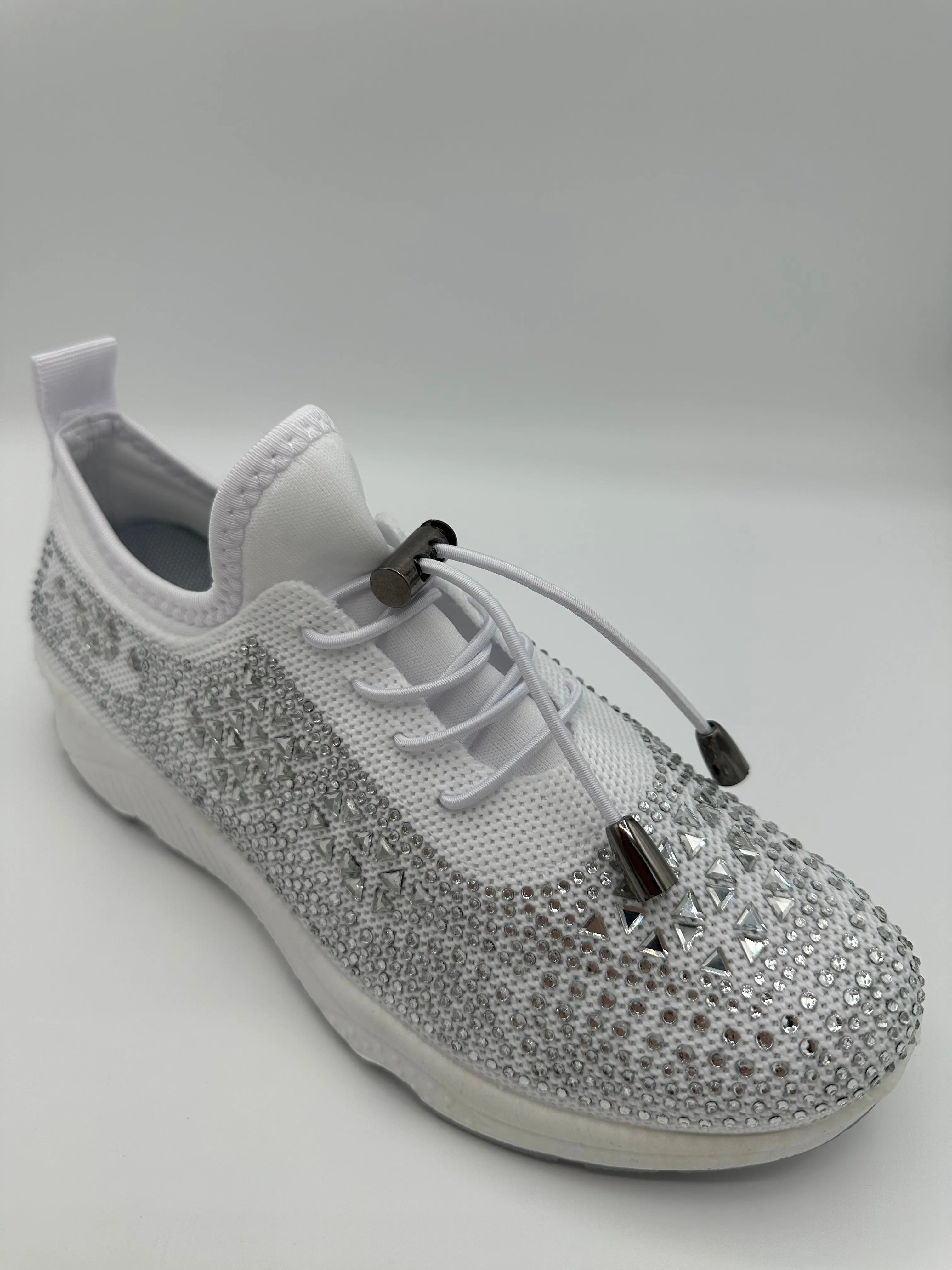 Crystal-Embellished Lace-Up Gym Shoes