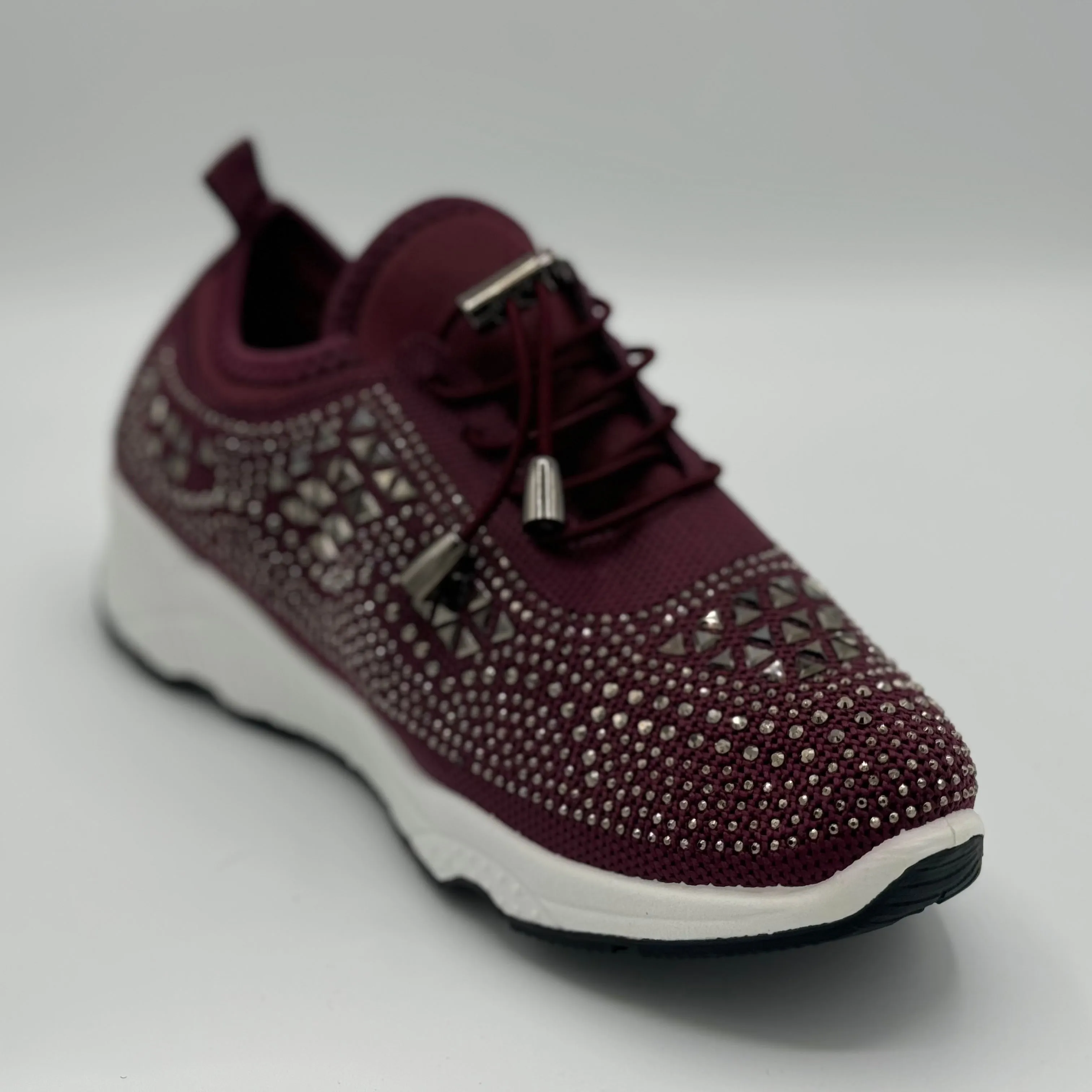 Crystal-Embellished Lace-Up Gym Shoes