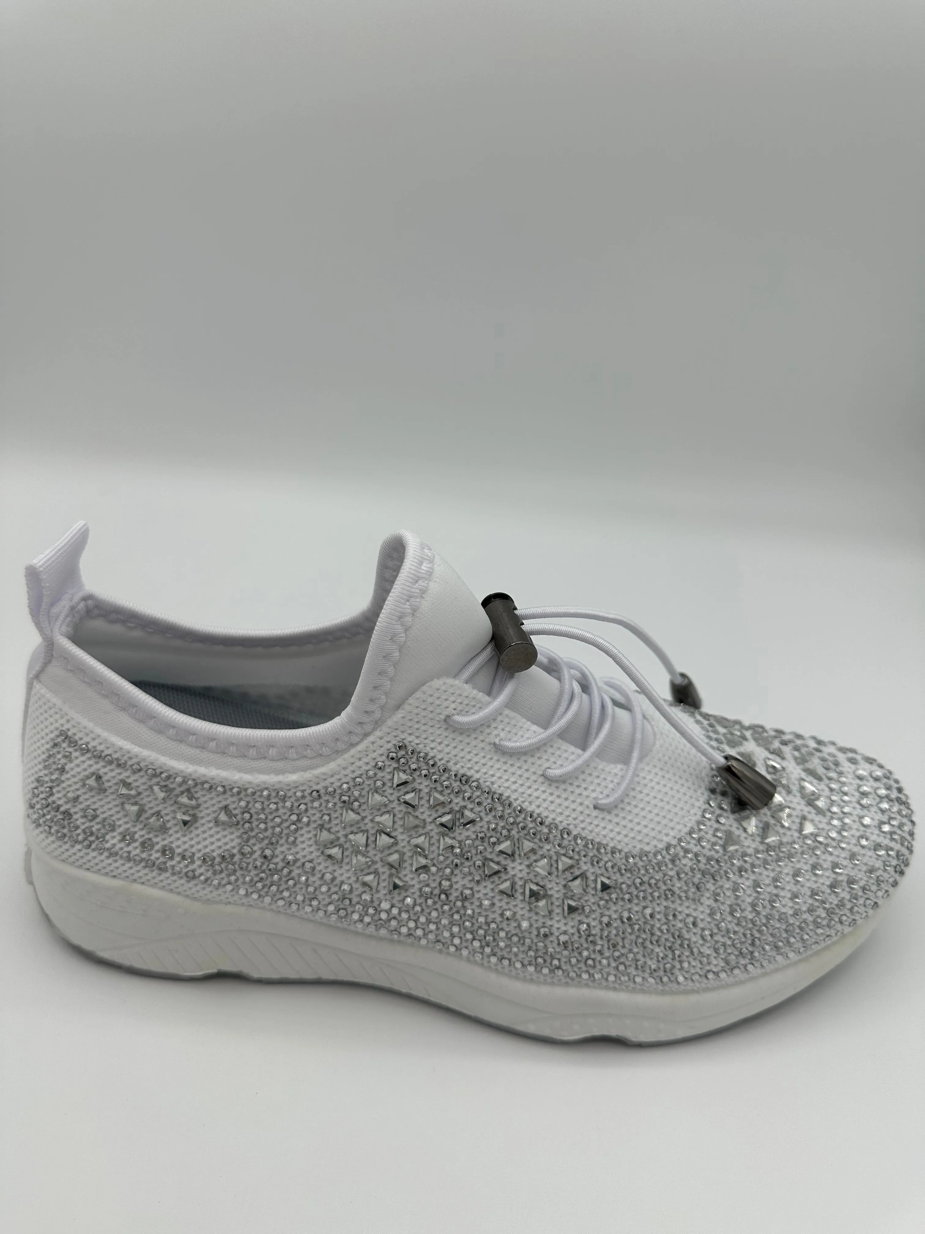 Crystal-Embellished Lace-Up Gym Shoes