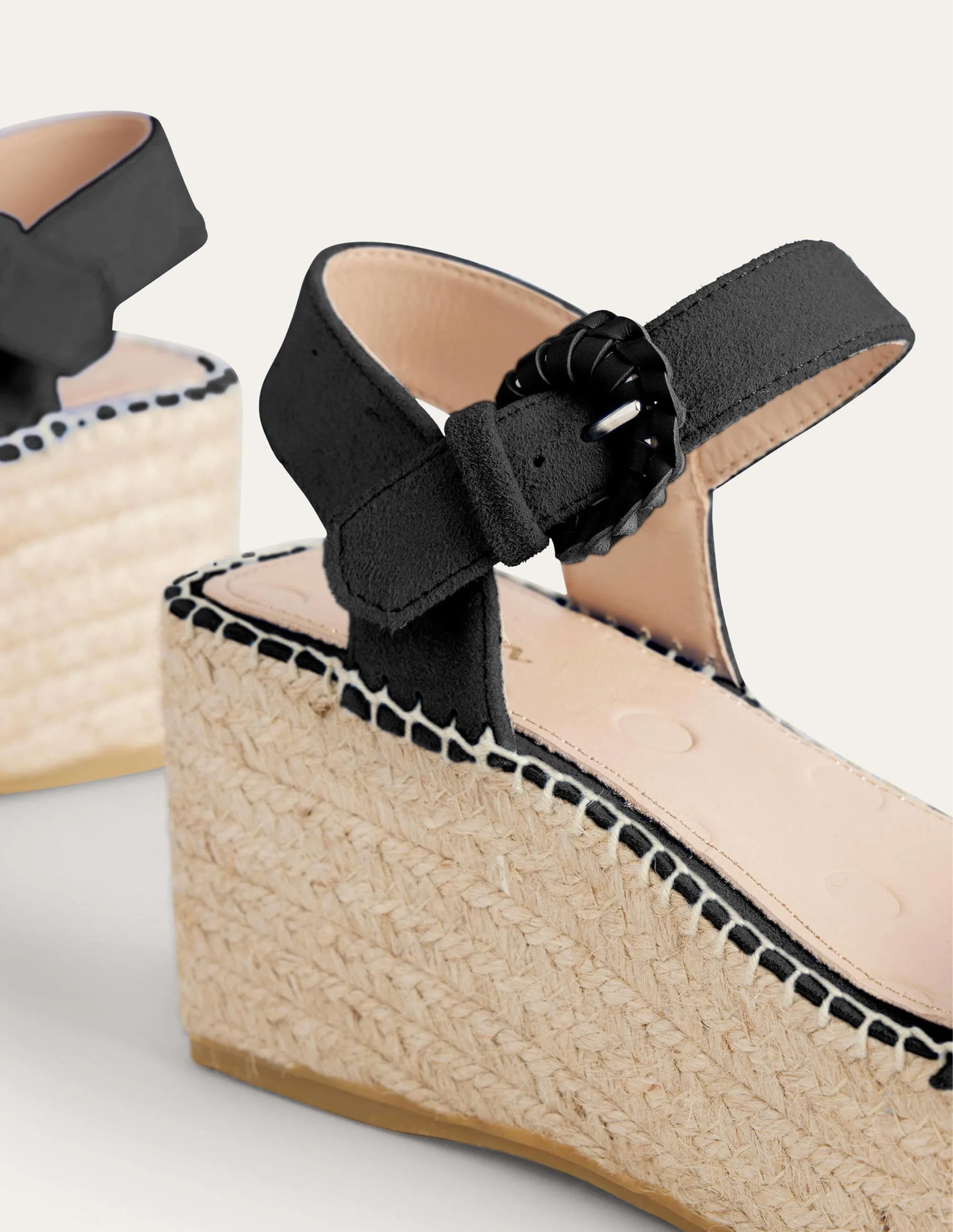 Espadrille Wedges-Black Suede