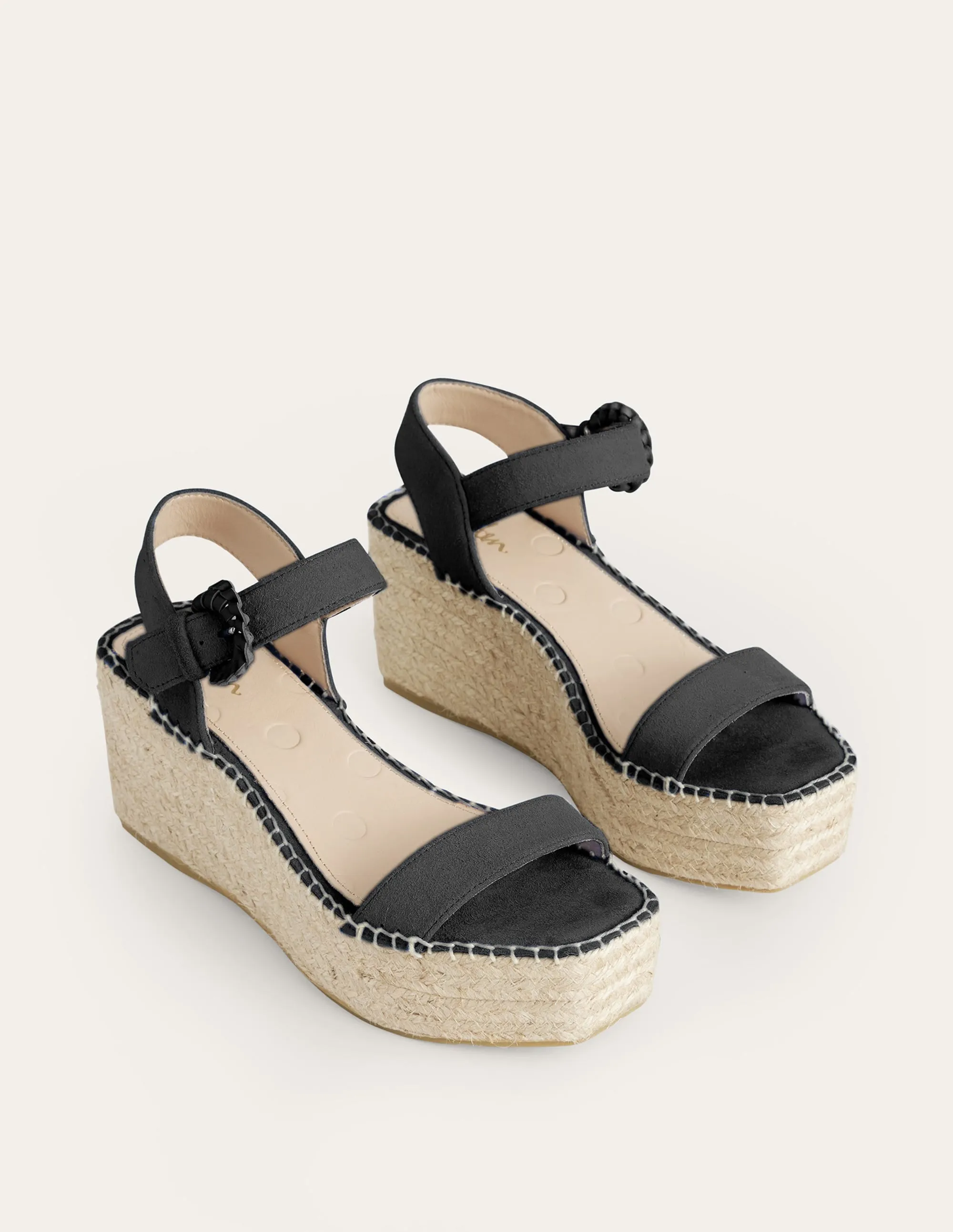 Espadrille Wedges-Black Suede