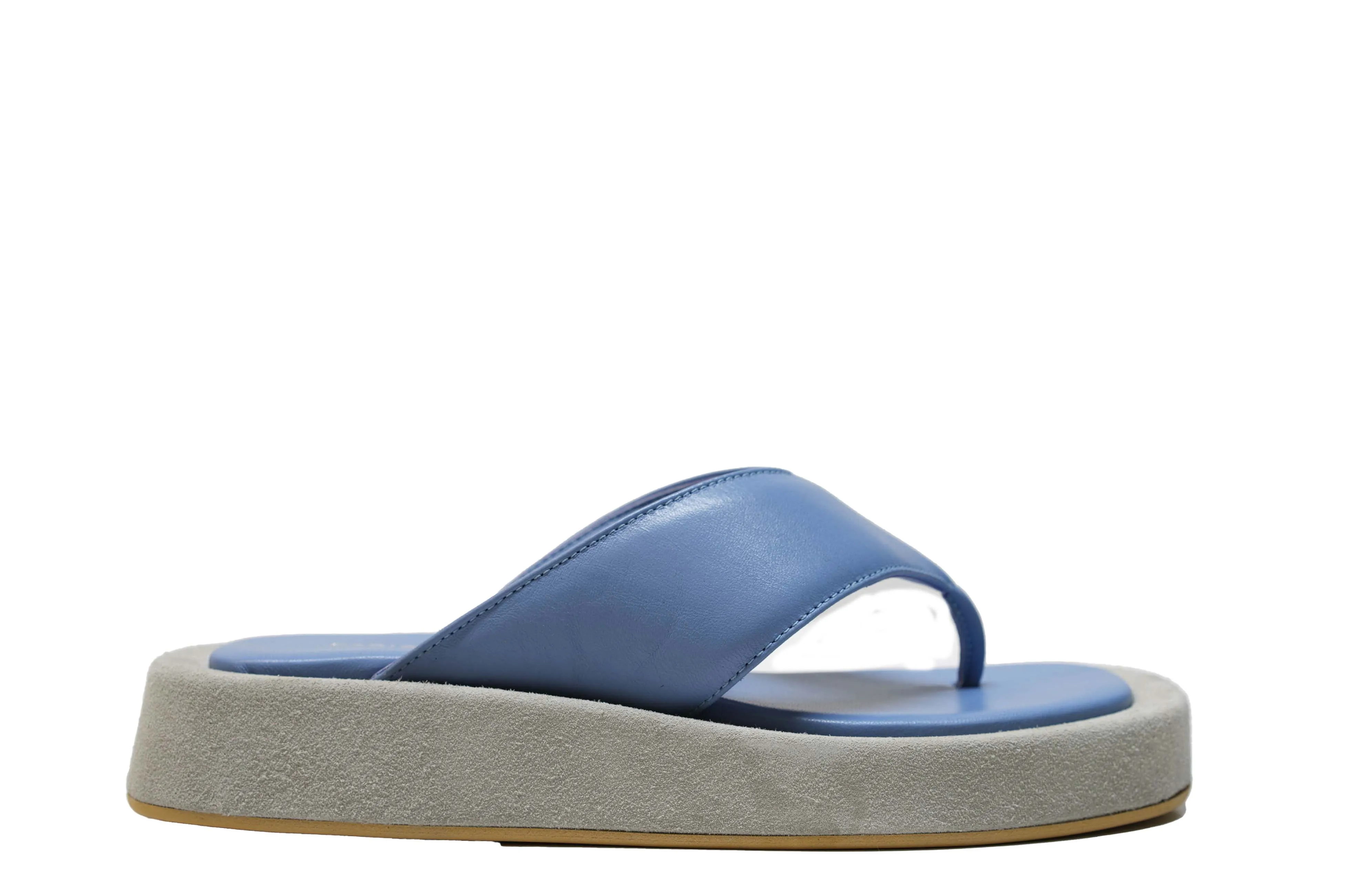 Fabio Rusconi Women's Blue Leather & Suede Flat Slip On Sandal Gina