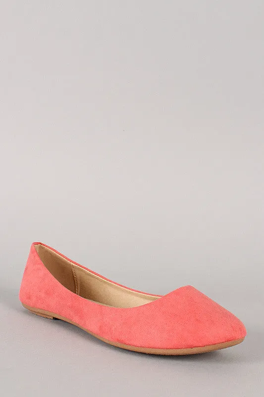 Faux Suede Round Toe Ballet Flat