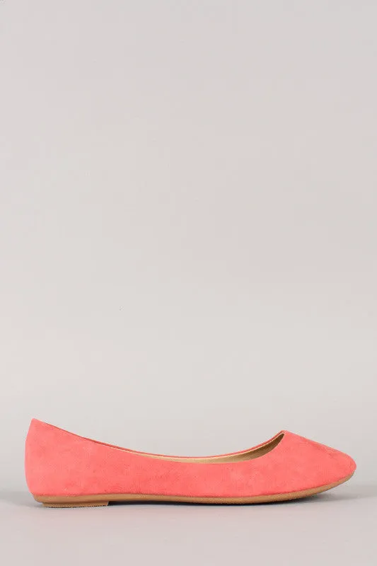 Faux Suede Round Toe Ballet Flat