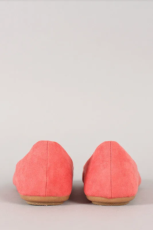 Faux Suede Round Toe Ballet Flat