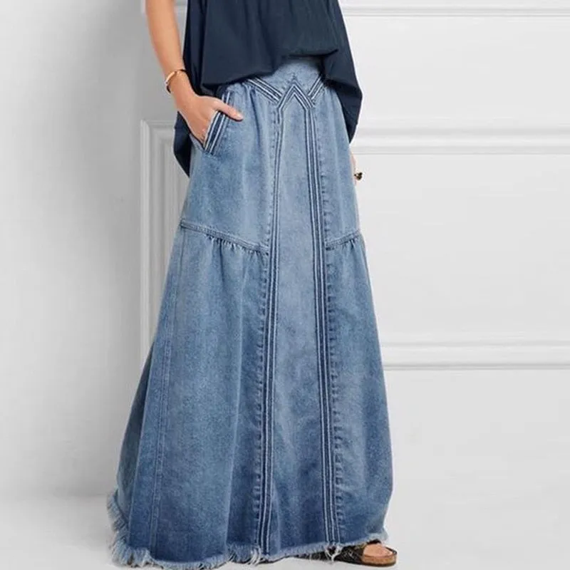 Helena Bohemian Maxi Denim Skirts - 3 Colors