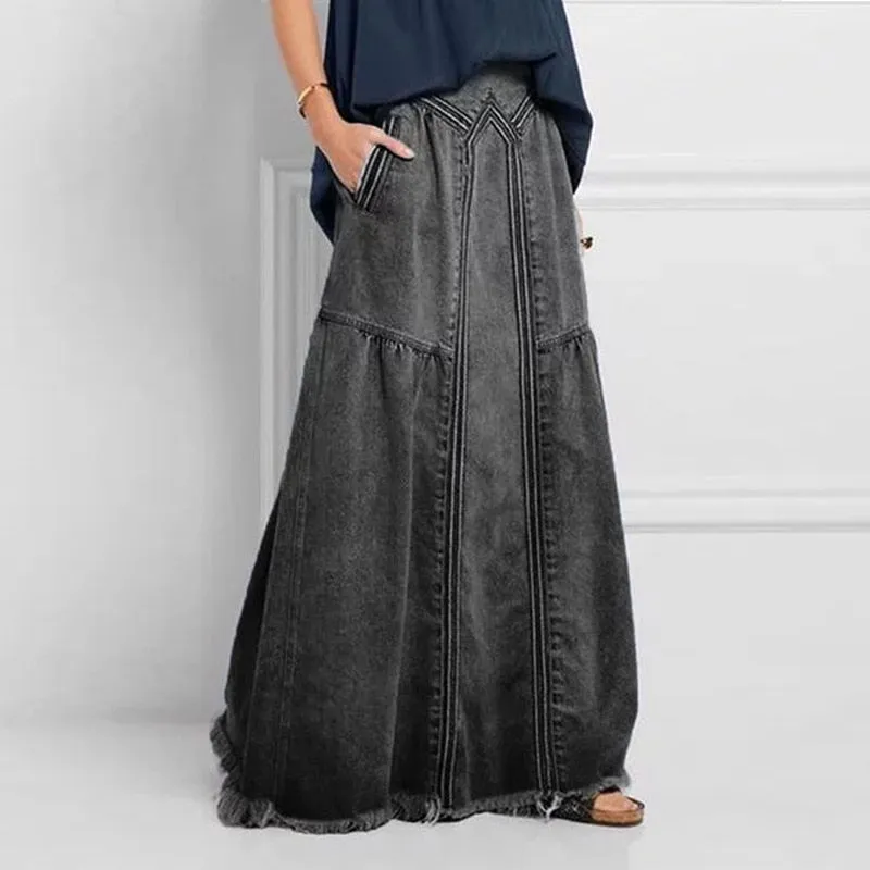 Helena Bohemian Maxi Denim Skirts - 3 Colors