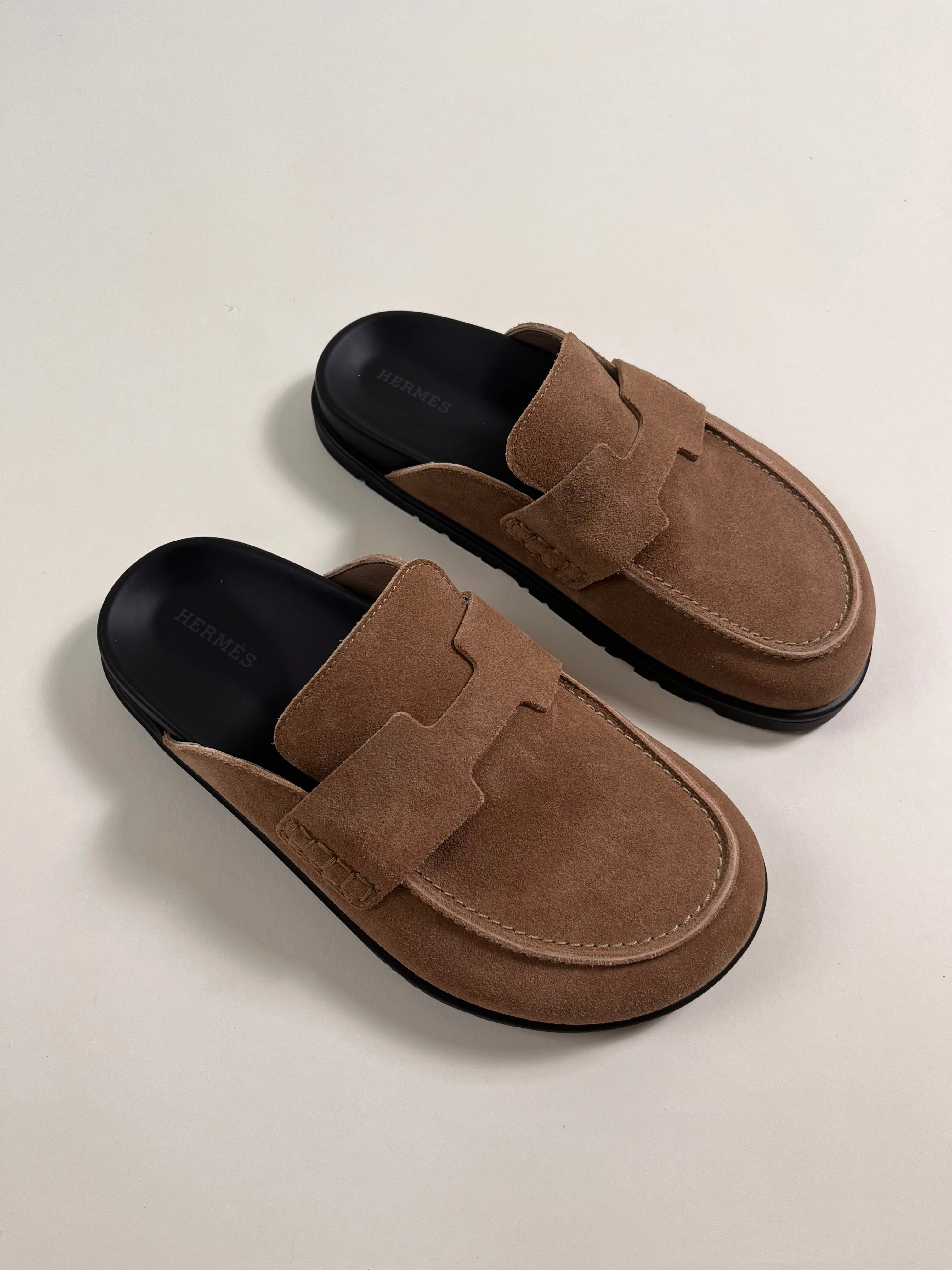 Hermès Brown Suede Go Mules