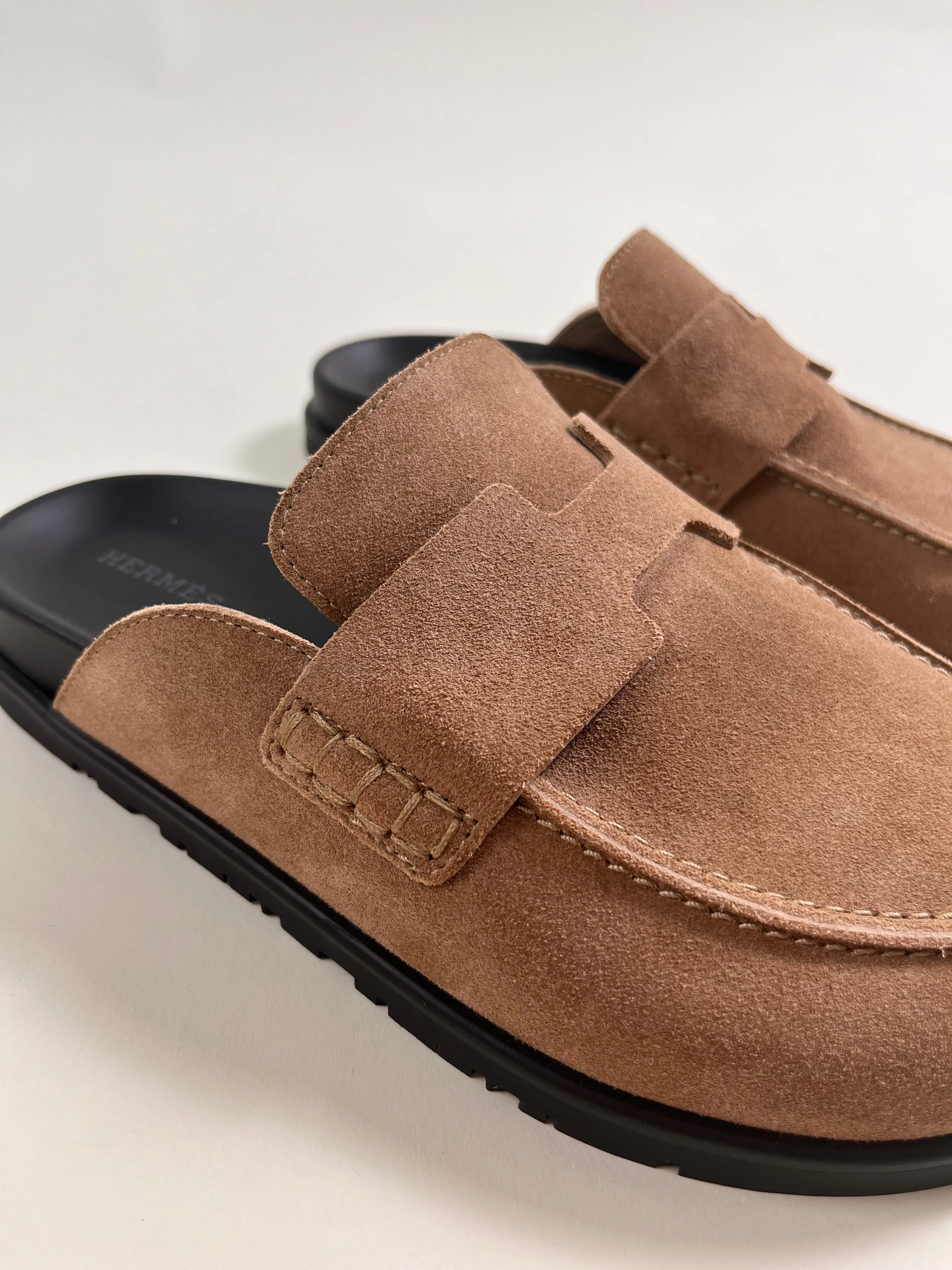 Hermès Brown Suede Go Mules