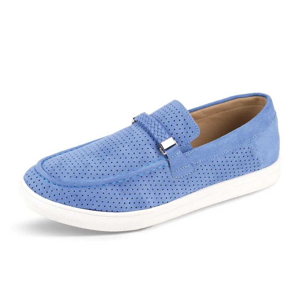 Light Blue Men's Loafer Slip-On Casual Shoes Suede Material Style no-6998