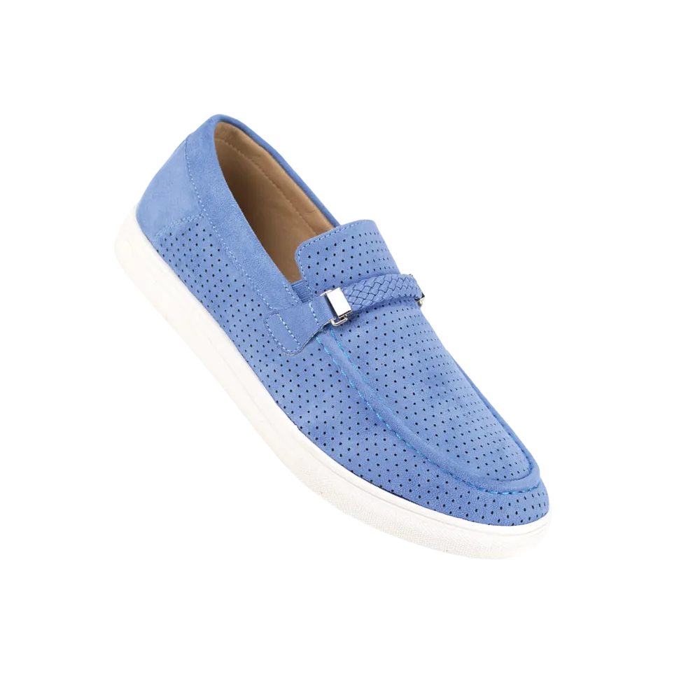 Light Blue Men's Loafer Slip-On Casual Shoes Suede Material Style no-6998