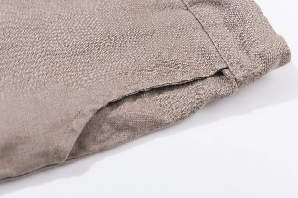 linen cropped pants women, brown linen trousers, drawstring waist pants, summer casual pants1939