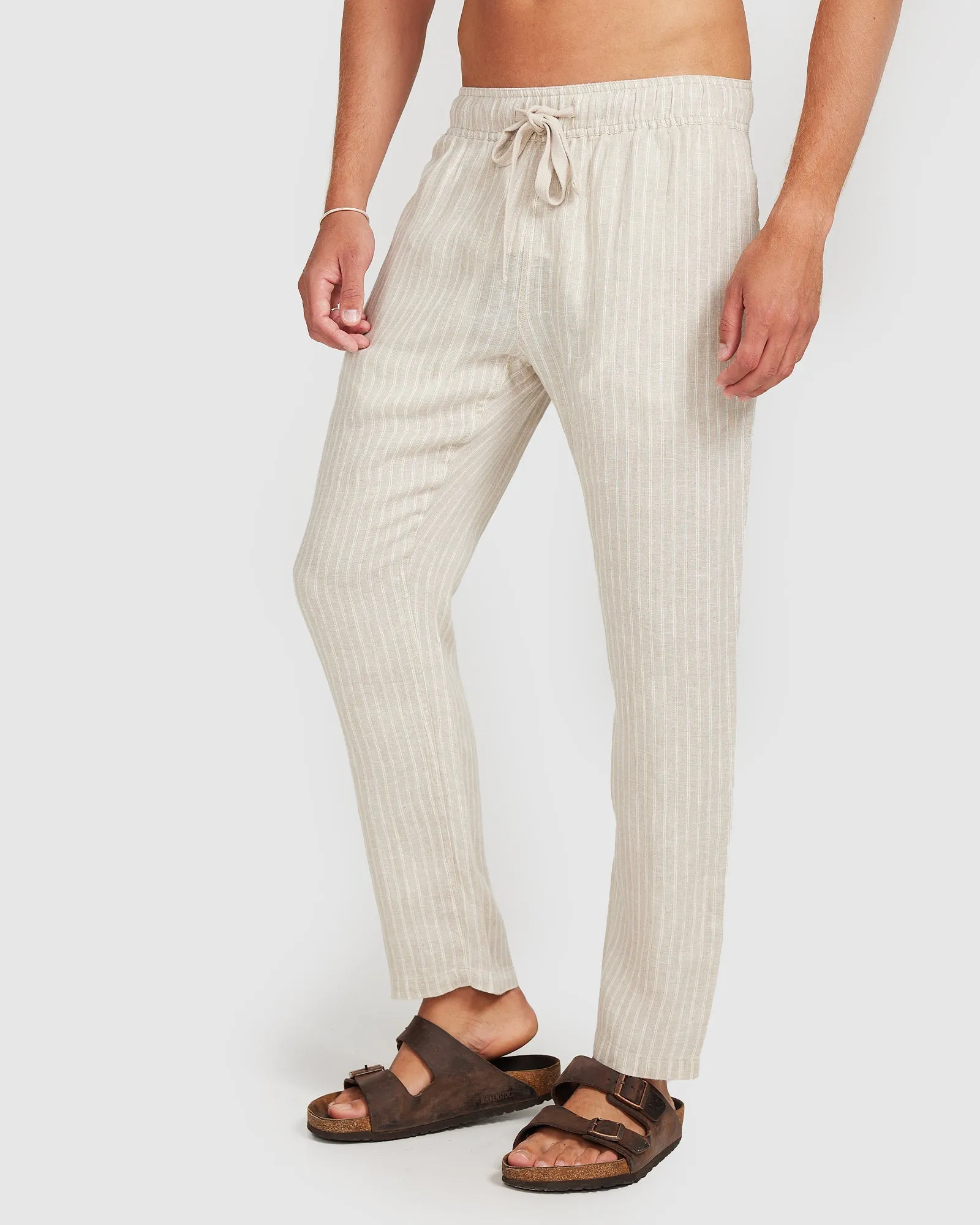 Linen Pants Brown Stripe