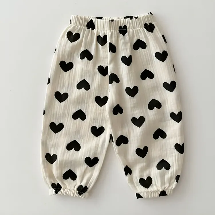 Linen Sweet Print Girls Trouser Pants