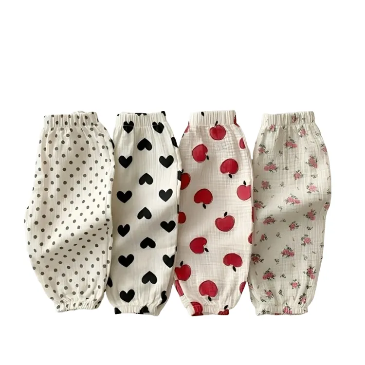 Linen Sweet Print Girls Trouser Pants